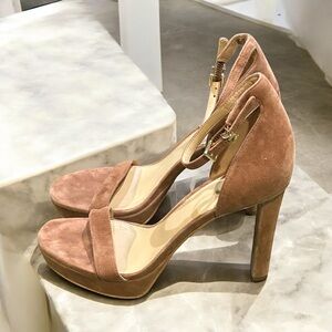 MICHAEL Michael Kors Jordyn Elegant Tan Suede Women's Heels